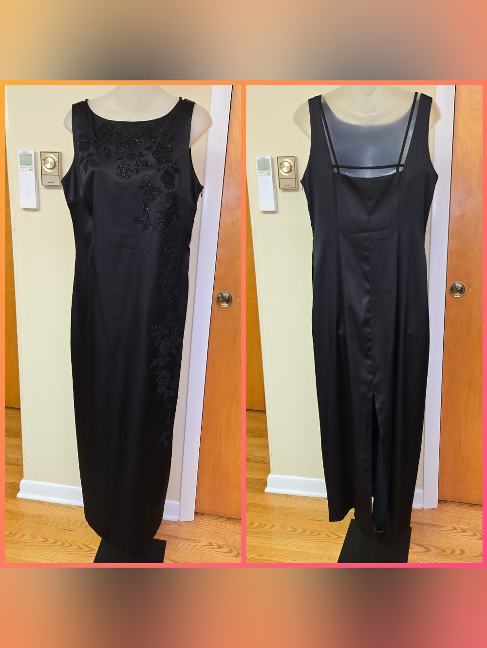 CDC 10 Black Beaded Dress With Front Slit